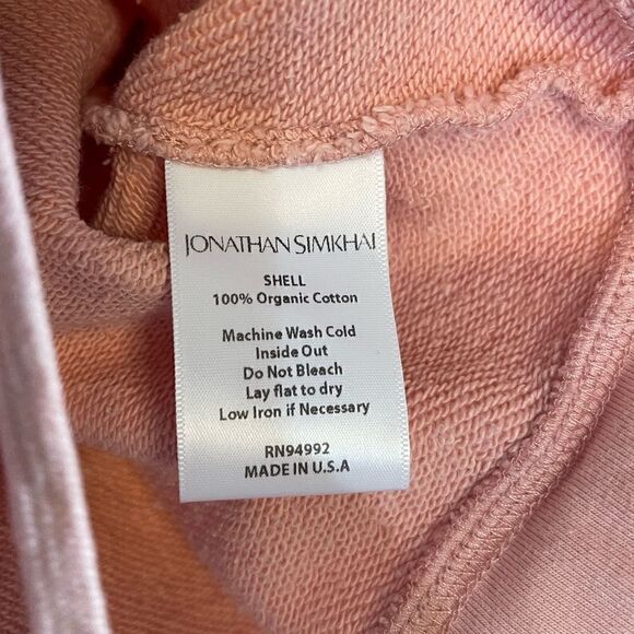 Jonathan Simkhai Annie Pink Cropped Drawstring Waist Pullover Hoodie | SZ S - Picture 5 of 10